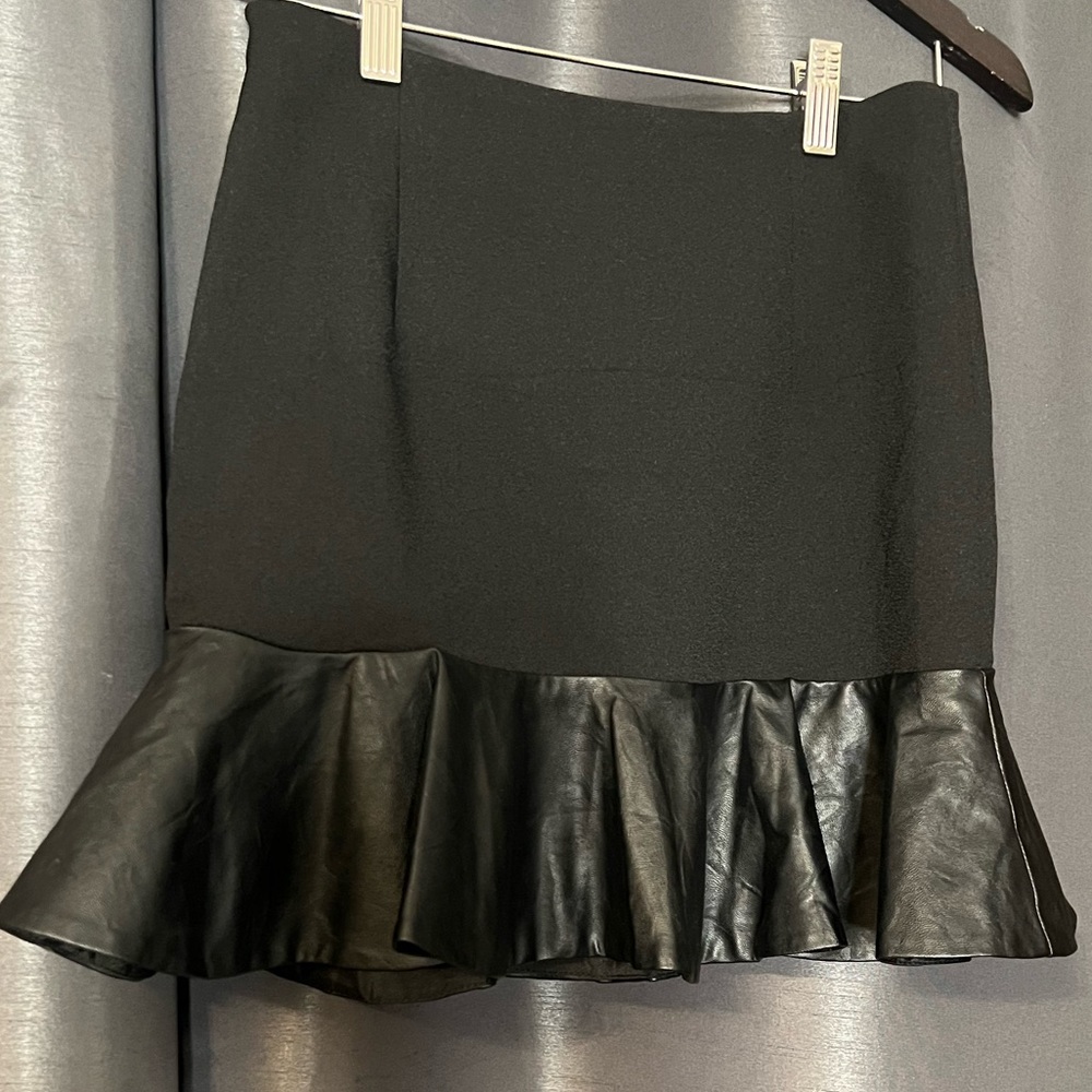 Faux Leather Trim Skirt